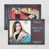 写真 黒板背景 - 3x5 卒業発表 招待状 (正面/裏面)