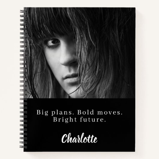 写真 黒 白 名言 若手プロフェッショナル ノートブック (正面)