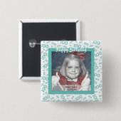 写真: 100番目の乱数パターンティール(緑がかった色)100 缶バッジ (正面&裏面)