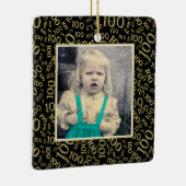 写真： 100番目の数字パターン金ゴールドと黒 セラミックオーナメント (右)