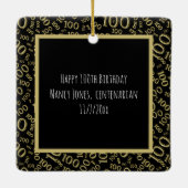 写真： 100番目の数字パターン金ゴールドと黒 セラミックオーナメント (裏面)