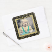 写真: 100番目模様ブラック/金ゴールド スクエアシール (封筒)