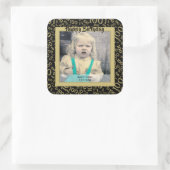 写真: 100番目模様ブラック/金ゴールド スクエアシール (バッグ)