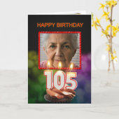 写真、105番目の誕生日カードとキャンドルの追加 カード (黄色い花)