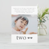 写真 2歳の誕生日パーティー ハート 招待状 (スタンド正面)