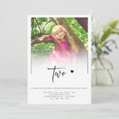 写真 2歳の誕生日 ツー ハート かわいい ラブリー 招待状 (スタンド正面)