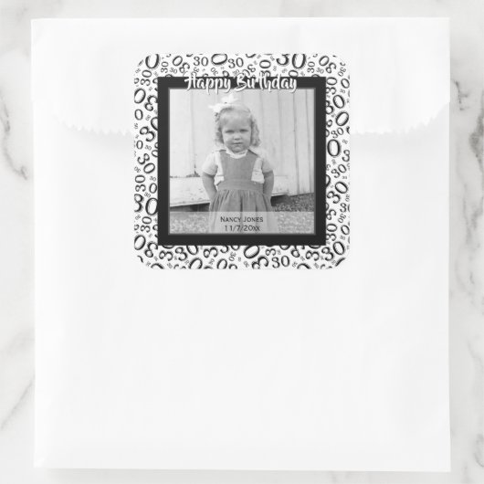 写真: 30番目模様(白黒) スクエアシール (バッグ)