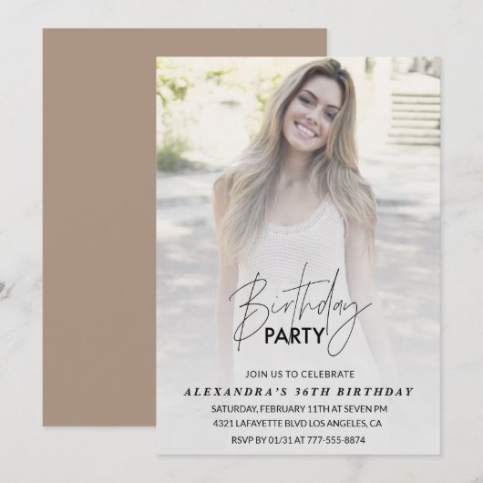 写真 36歳の誕生日招待状 誕生日パーティー 招待状 (正面/裏面)