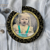 写真: 40番目の数字パターン金ゴールドと黒 缶バッジ (インサイチュ)