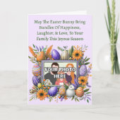 写真、5月イースターバニー幸せのバンドルを持って来る カード (正面)