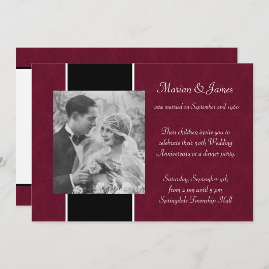 写真 50周年結婚記念日パーティー 招待状 (正面/裏面)