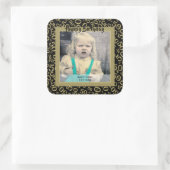 写真: 50番目模様の金ゴールドと黒 スクエアシール (バッグ)