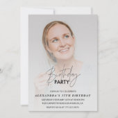 写真 57歳の誕生日招待状 誕生日パーティー グレー 招待状 (正面)