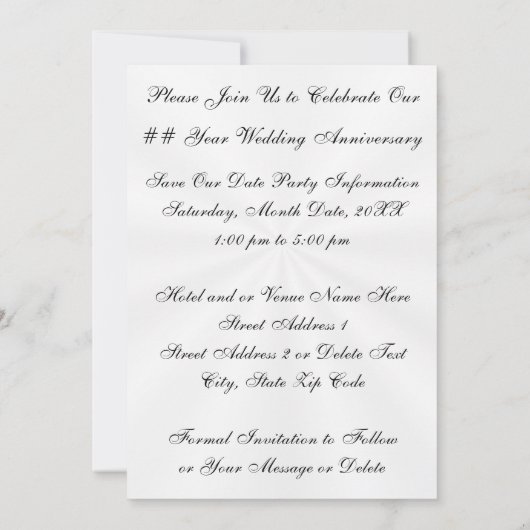写真 60周年、75周年、またはどんな年でも 結婚記念日の日程を保存 招待状 (裏面)