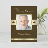 写真 60歳の誕生日パーティー招待状 ブラウン 招待状 (スタンド正面)