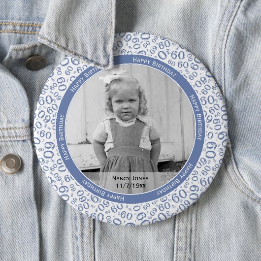 写真： 60番目の数字のパターン（青と白） 缶バッジ (インサイチュ)