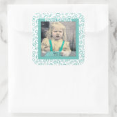 写真: 60番目の数字パターンティール(緑がかった色)と白 スクエアシール (バッグ)