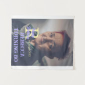 写真 80歳 誕生日 名前 日付 現代 紫色 追加 タペストリー (正面(横))