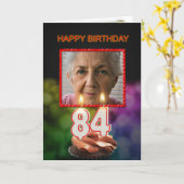 写真、84番目の誕生日カードとキャンドルの追加 カード (黄色い花)