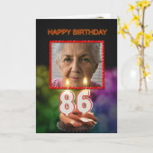 写真、86番目の誕生日カードとキャンドルの追加 カード (黄色い花)