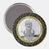 写真: 90番目模様の金ゴールドと黒 マグネット (正面/裏面)