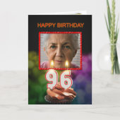 写真、96番目の誕生日カードとキャンドルの追加 カード (正面)