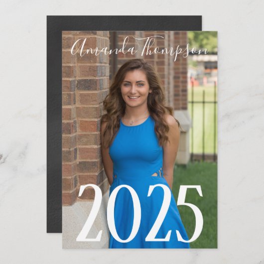 写真:Chalkboard backside Grad招待状5" x 7" 招待状 (正面/裏面)