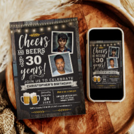 写真 Cheers and Beers 30歳の誕生日招待状 招待状