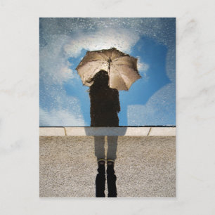 写真： Girl Holding Anglas, Reflected Blue Sky ポストカード