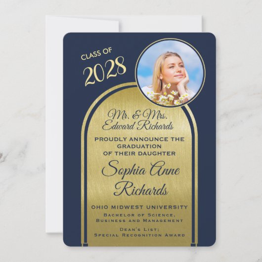 写真:Parents Navy卒業発表 招待状 (正面)