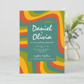 写真/QR付き70年代のGroovy結婚式招待状 招待状 (スタンド正面)