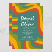 写真/QR付き70年代のGroovy結婚式招待状 招待状 (正面/裏面)