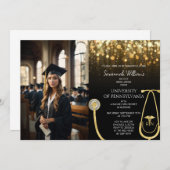 写真 RN 看護学士 ゴールド 卒業祝賀会 招待状 (正面/裏面)