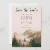 写真 rustic 水彩 結婚式 Save The Date 招待状 (正面)