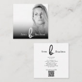 *~*写真AP31プロフェッショナルQRシンプルミニマル スクエア名刺 (正面/裏面)