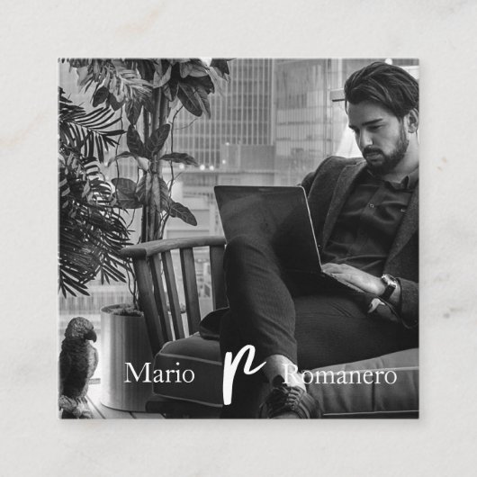 *~*写真AP31 QRプロフェッショナルシンプルミニマル スクエア名刺 (正面)