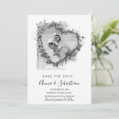 *~*写真AR6結婚のハート保存日付QR 招待状 (スタンド正面)