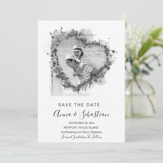 *~*写真AR6結婚のハート保存日付QR 招待状 (スタンド正面)