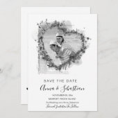 *~*写真AR6結婚のハート保存日付QR 招待状 (正面/裏面)