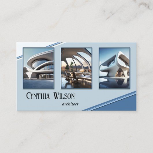 写真Blue モダン Architect 名刺 (正面)