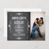 写真Chalkboard日付のハガキ結婚を保存 案内ポストカード (正面/裏面)