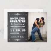 写真Chalkboard日付のハガキ結婚を保存 案内ポストカード (正面/裏面)