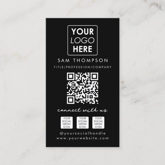 写真Connect with UsソーシャルメディアQRコードロゴ 名刺 (正面)