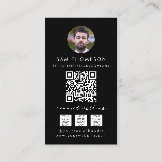写真Connect with UsソーシャルメディアQRコードロゴ 名刺 (正面)
