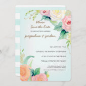 写真Date Waterカラーモダンフローラの保存 招待状 (正面/裏面)