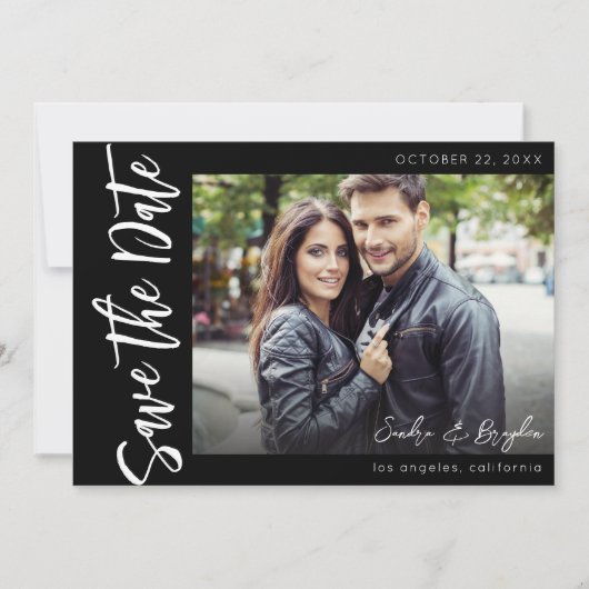 写真H モダン Chic 5日付を保存 招待状 (正面)