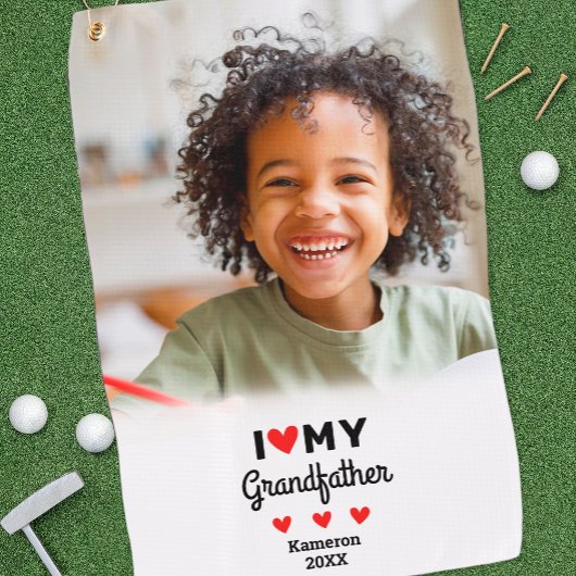 写真I Love My祖父様ゴルファーの名前カスタム ゴルフタオル