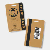 写真IDとバーコード付きのカスタマイズ可能なプレスパス バッジ (正面＆裏面)