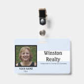 写真IDを持つビジネスバッジテンプレート バッジ (正面 （クリップ付）)