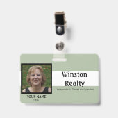 写真IDを持つビジネスバッジテンプレート バッジ (正面 （クリップ付）)